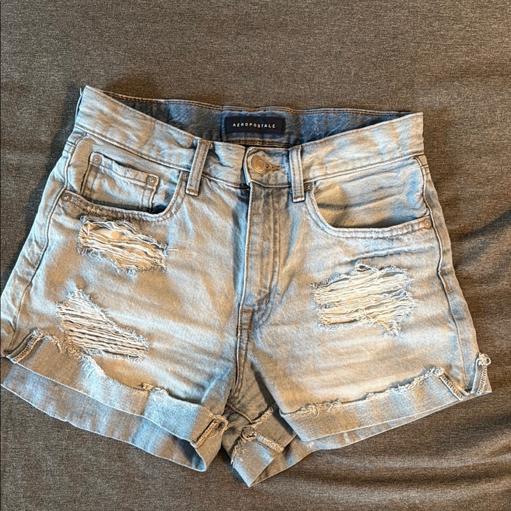 Aeropostale Blue Jean Shorts Distressed Cut-Off Style